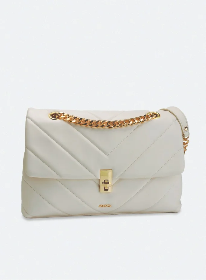 AMICA Adelina Quilted Leather Crossbody Bag for Women- White