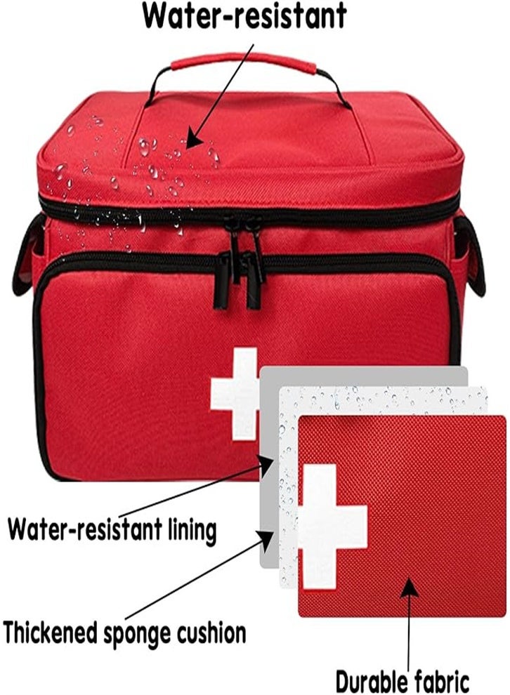 Multifunctional medicine storage bag, simple fabric layered medicine box, universal emergency medical kit for home and travel, a must-have for the family (red) - Image 5