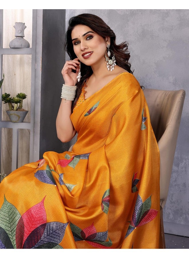 Yashika Women's Printed Art Silk Women Saree Kanjivaram Saree with Blouse Material |saree for Women | Saree | New Sari | Latest Saree (AZ-YS-P1-DENISHA YELLOW JHALAR) - Image 5