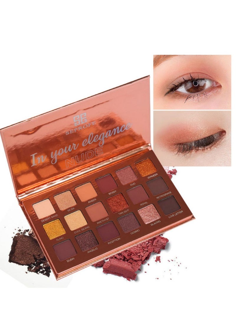 SYOSI Eyeshadow Palette Professional S mokey Eye Shadows Nudes Highly P IGmented 18 Warm Chocolate Colors Matte Shimmer Neutral Eyeshadow Makeup Kits Elegance Nude 18 colors - Image 2
