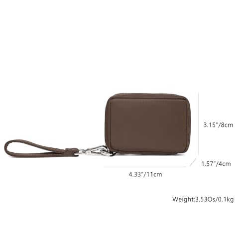 YONBEN Womens Makeup Bag Wristband Bag Nylon Pouch Lightweight Ideal For Travel And Everyday Use (Nylon/Brown) - Image 2