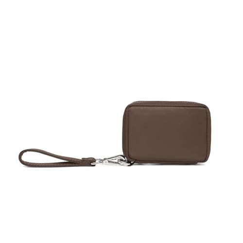 YONBEN Womens Makeup Bag Wristband Bag Nylon Pouch Lightweight Ideal For Travel And Everyday Use (Nylon/Brown) - Image 1
