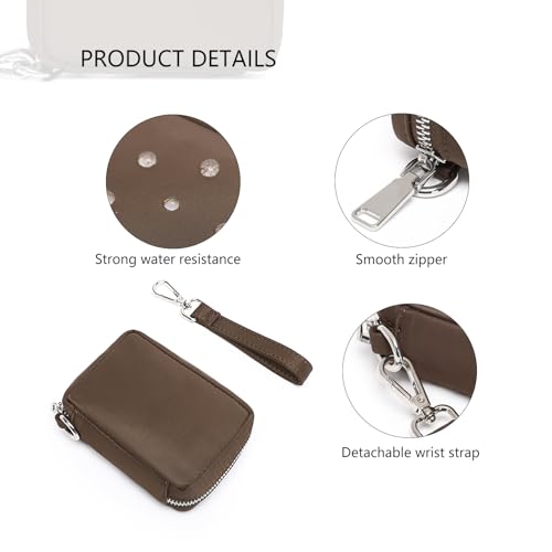 YONBEN Womens Makeup Bag Wristband Bag Nylon Pouch Lightweight Ideal For Travel And Everyday Use (Nylon/Brown) - Image 4