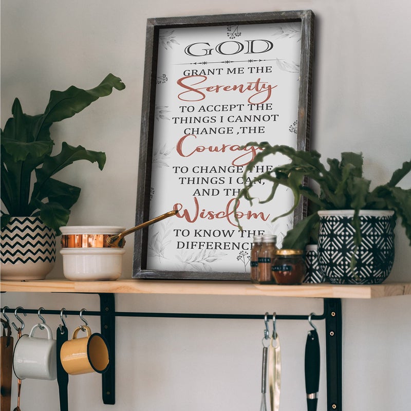 Buecasa Farmhouse God Serenity Prayer Wall Decor Sign - Religious Bible Verse Wall Art with Rustic Solid Wood Frame16x9.5 Inches Vertical - Image 4