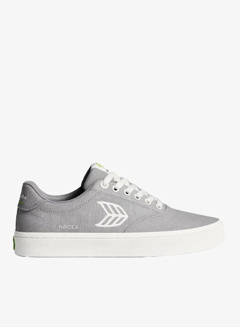 NAIOCA Light Grey Canvas Off-White Logo Sneaker