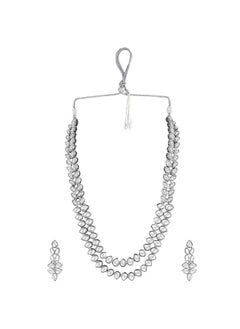 PEORA Peora Silver Plated Kundan Long Necklace Set with Earrings Gift for Women Girls  - Image 5
