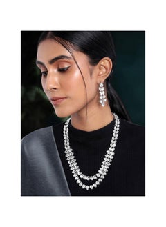 PEORA Peora Silver Plated Kundan Long Necklace Set with Earrings Gift for Women Girls  - Image 3