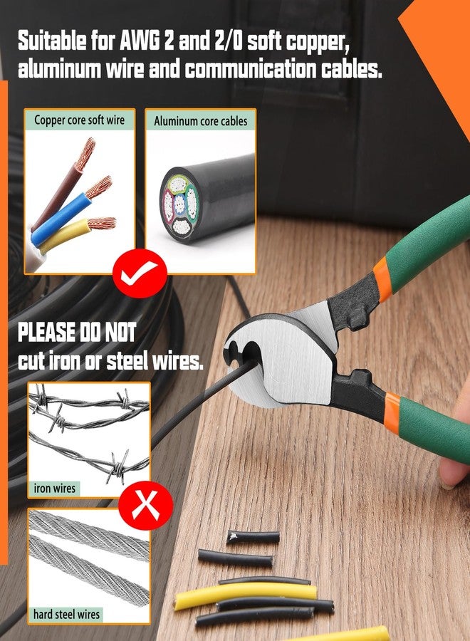 SPEEDWOX 6-Inch Wire Cutters Heavy Duty Cable Cutter Plier Ratcheting Cable Cutter Metal Wire Cutter Cable Wire Cutting Flush Cutter Pliers Coax Cable Cutter For Aluminum Copper Wire Cable - Image 4