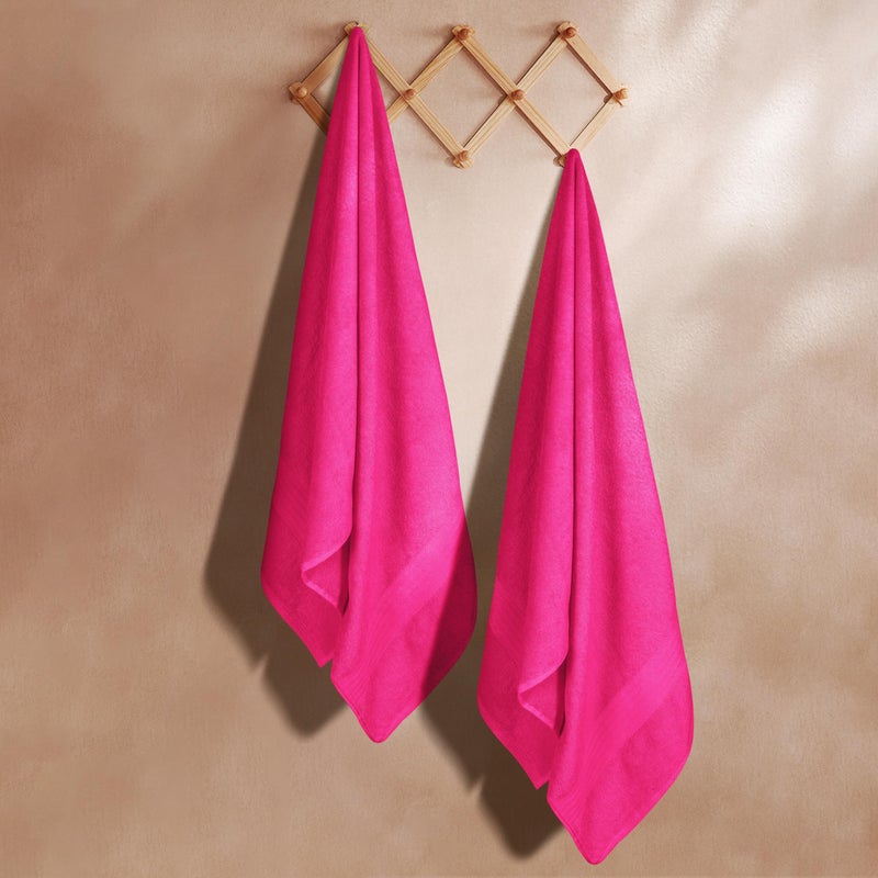 GLAMBURG Premium Cotton Oversized 2 Pack Bath Sheet 35x70-100% Pure Cotton - Ideal for Everyday use - Ultra Soft & Highly Absorbent - Machine Washable - Hot Pink - Image 3