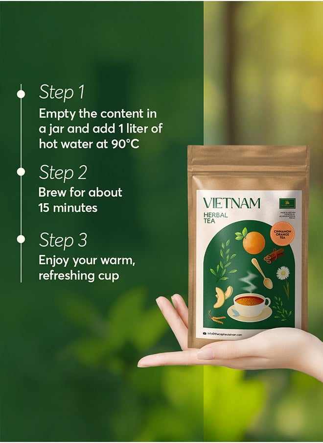 The Caphe Vietnam Cinnamon Orange Herbal Tea - 15 Sachets | Premium Tea | Reduces Stress | Vietnamese Orange Tea, Easy to Brew  - Image 5
