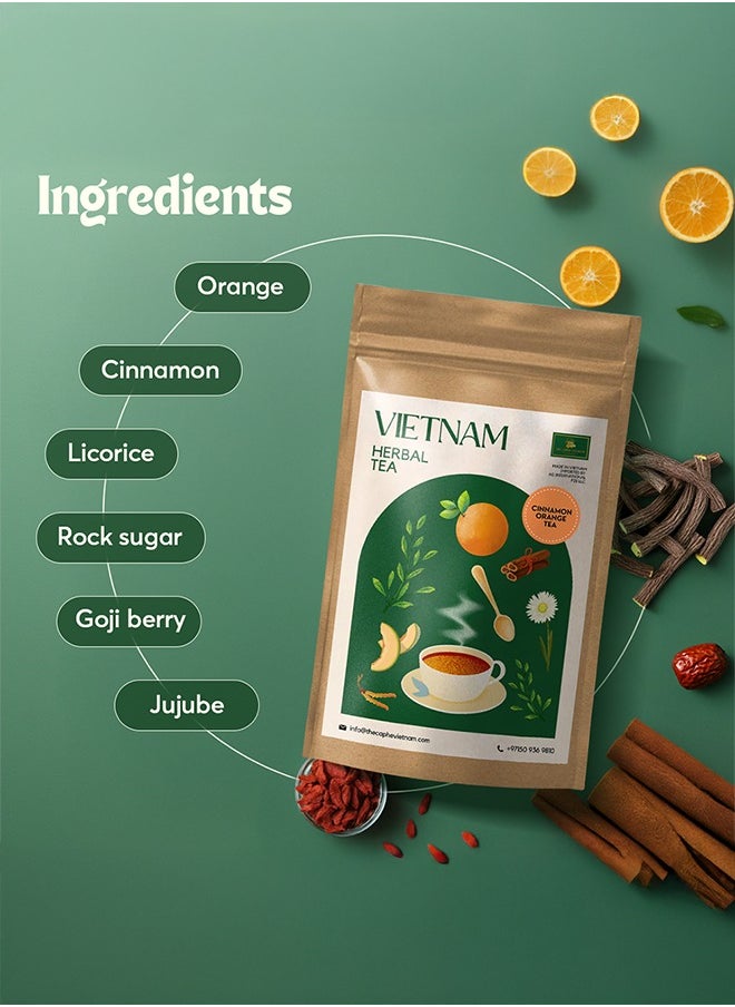 The Caphe Vietnam Cinnamon Orange Herbal Tea - 15 Sachets | Premium Tea | Reduces Stress | Vietnamese Orange Tea, Easy to Brew  - Image 3