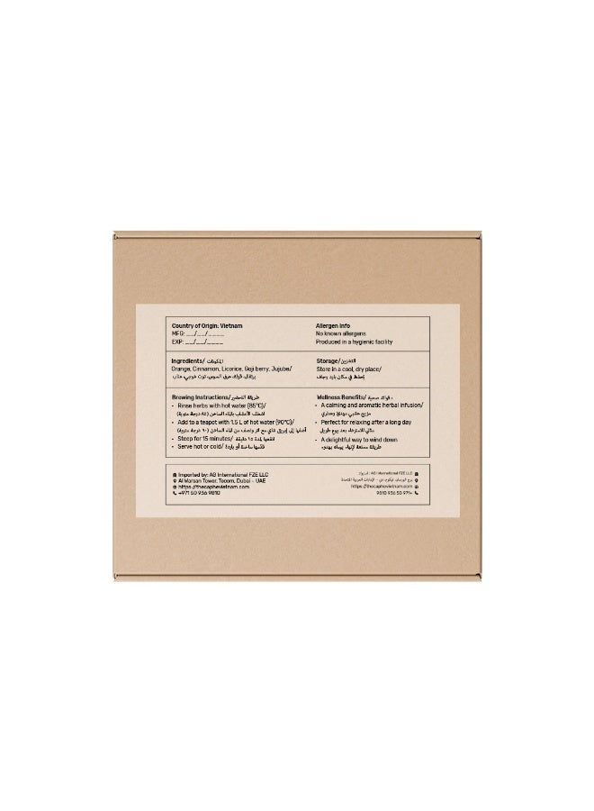 The Caphe Vietnam Cinnamon Orange Herbal Tea - 15 Sachets | Premium Tea | Reduces Stress | Vietnamese Orange Tea, Easy to Brew - Image 2