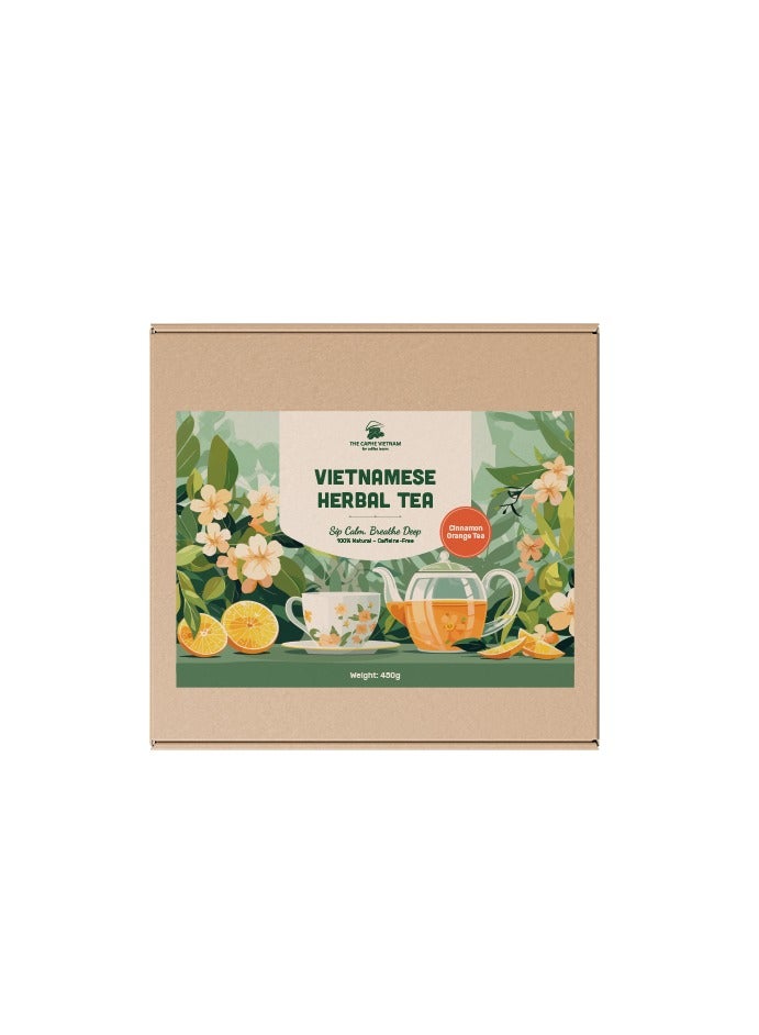 The Caphe Vietnam Cinnamon Orange Herbal Tea - 15 Sachets | Premium Tea | Reduces Stress | Vietnamese Orange Tea, Easy to Brew - Image 1
