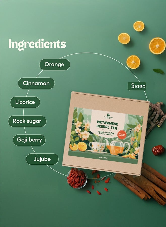 The Caphe Vietnam Cinnamon Orange Herbal Tea - 15 Sachets | Premium Tea | Reduces Stress | Vietnamese Orange Tea, Easy to Brew - Image 4