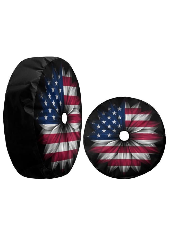 Foruidea USA Flag on Abstract Flower Spare Tire Cover with Backup Camera Hole Wheel Tire Cover Fit Trailer, RV, SUV and Many Vehicle 17inch - Image 3