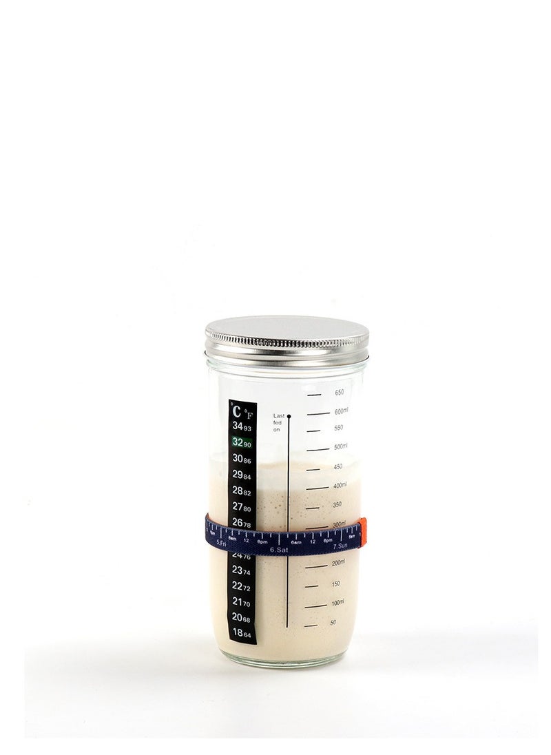 Y&D - Sourdough Starter Jar Kit, 650ml Wide Mouth Sour Dough Container with Thermometer, Scraper, Cloth Cover and Aluminum Lid, Use for Bread Baking Supplies - Image 1
