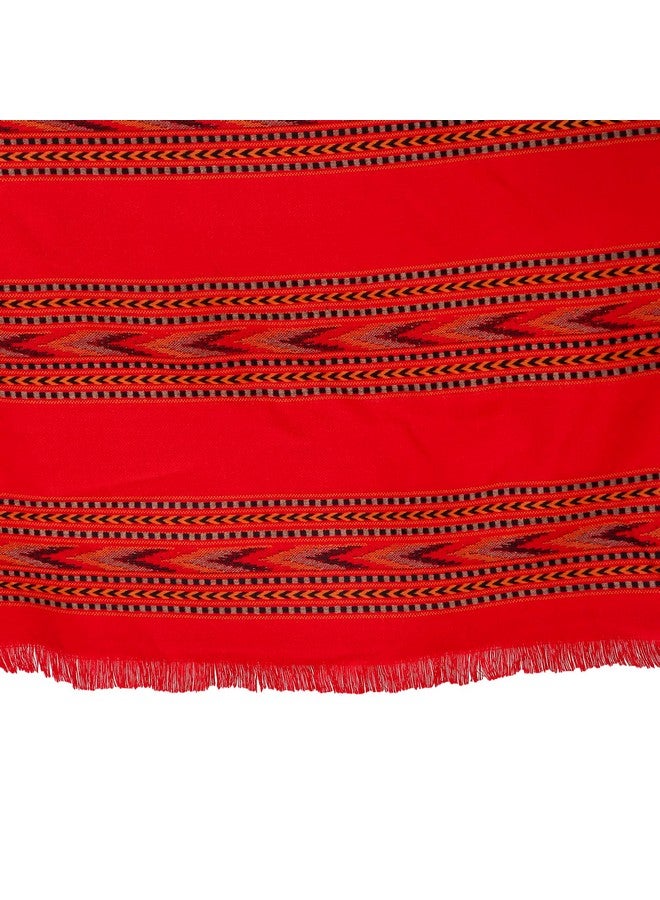 BRAVEZI Women's Woolen Kullu Design Border Shawls (Red) - Image 4