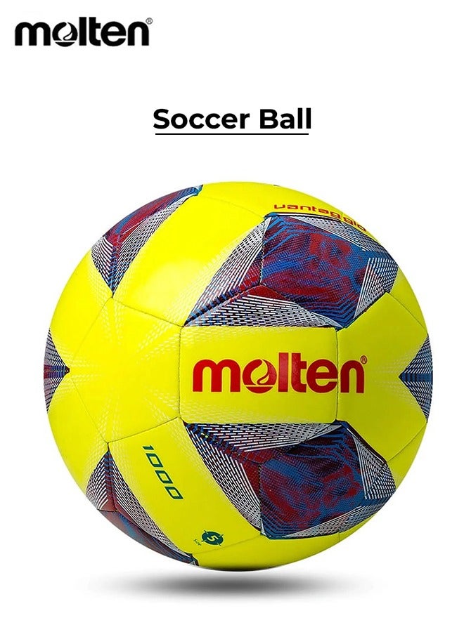 molten Soccer Ball, Durable And Comfortable Tpu Soft Leather Training Ball With Butyl Liner, Wear-Resistant For Boys, Girls And Adults, Yellow In Size 5  - Image 1
