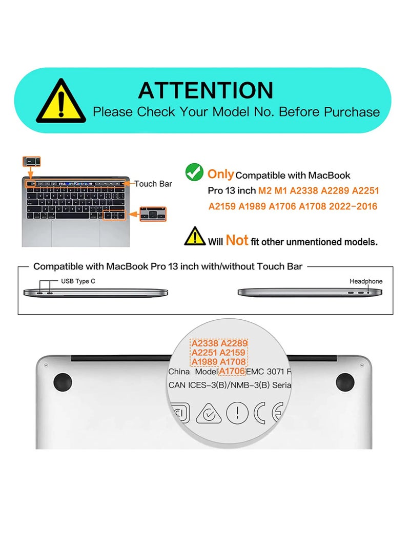 Hard Case Compatible with MacBook Pro 13 inch M2 2025, 2024, 2023, 2022-2016 A2338 M1 A2251 A2289 A2159 A1989 A1708 A1706 with/Without Touch Bar, Plastic Hard Shell Case Cover, Matte Black - Image 5