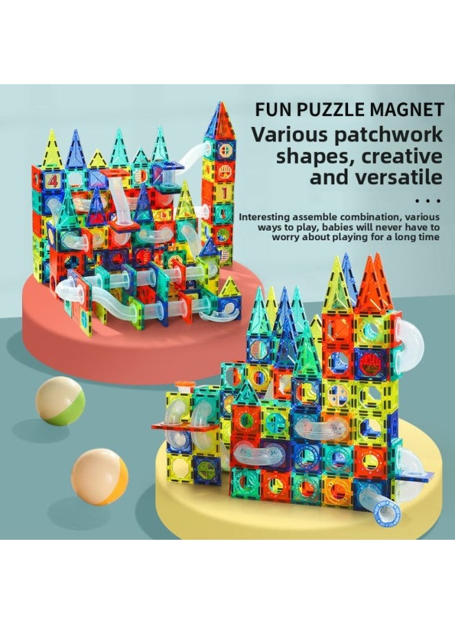 [Direct Supply] Children's Large Color Window Magnetic Sheet Strong Magnetic Toy Assembled Pipe Building Blocks-Color:Magnetic Pipe Building Blocks 209pcs [gift Box]