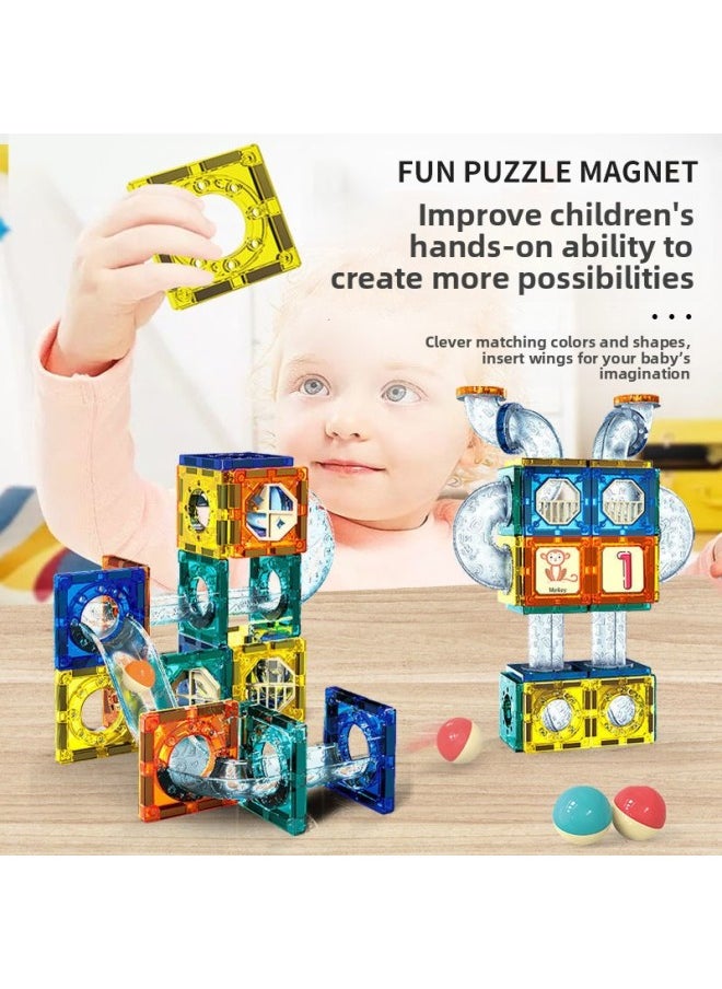 [Direct Supply] Children's Large Color Window Magnetic Sheet Strong Magnetic Toy Assembled Pipe Building Blocks-Color:Magnetic Pipe Building Blocks 209pcs [gift Box]