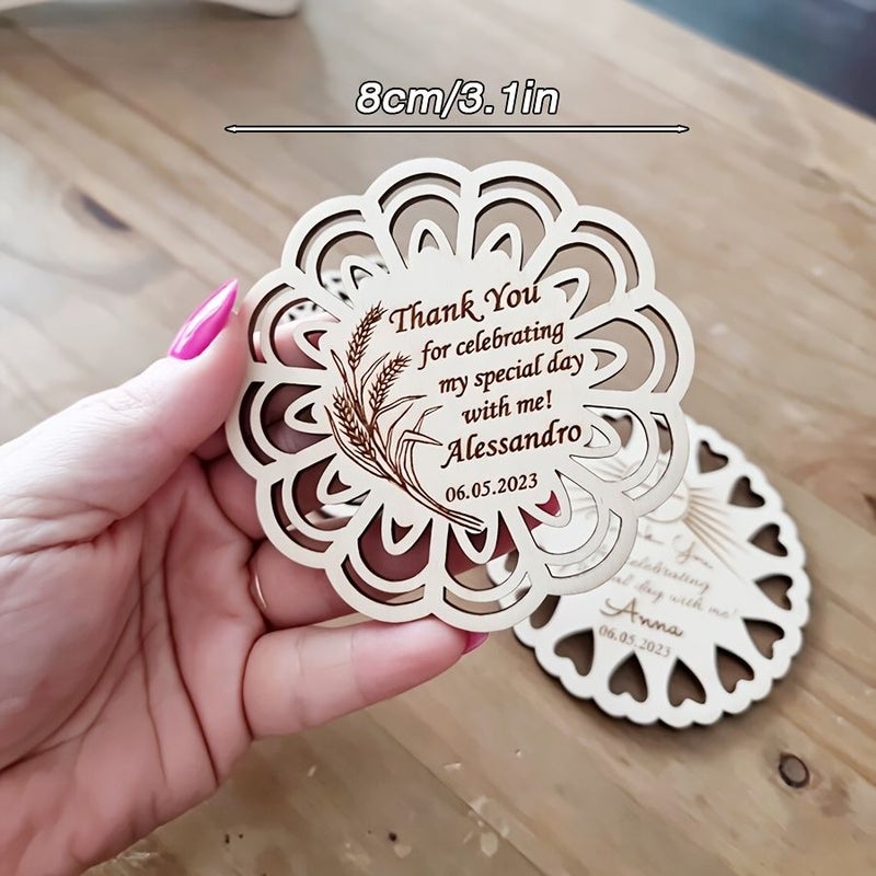 Personalized Thank You Fridge Magnet 3pcs Communion Baptism Oval Wood - Image 3