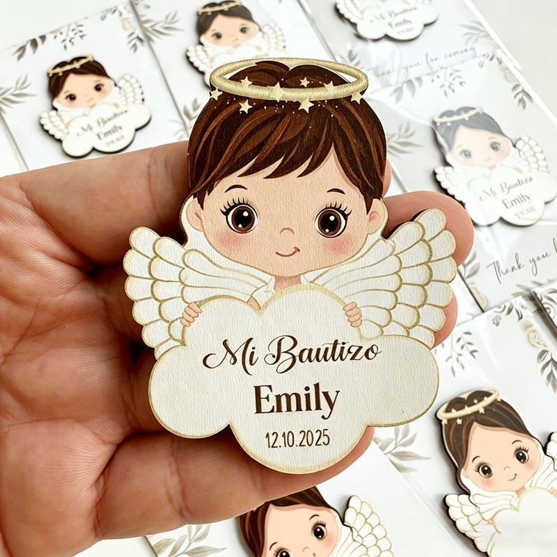 Personalized Thank You Fridge Magnet 3pcs Communion Baptism Oval Wood - Image 2