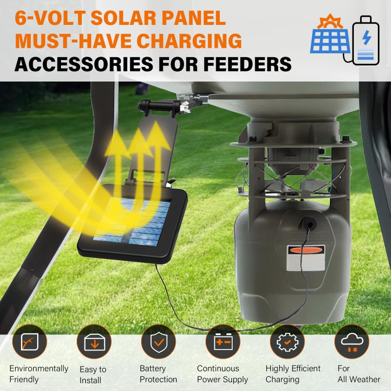 FORICX 6V Solar Panel for Deer Feeder, Efficient Solar Panel Charger w/Adjustable Mounting Bracket & Alligator Clips, Compatible with Game Feeder Timer & 6V Rechargeable Batteries - Image 2