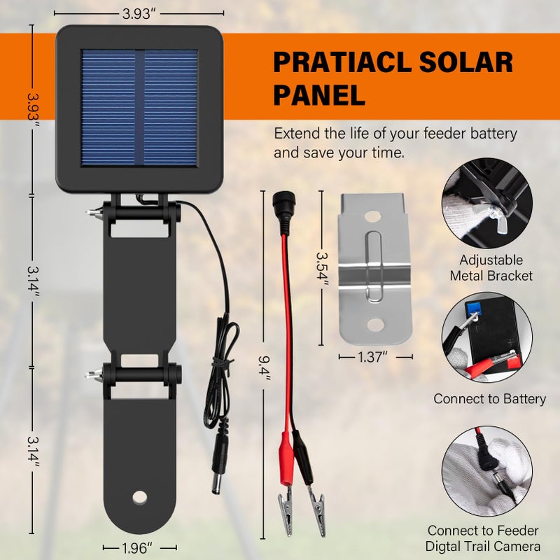 FORICX 6V Solar Panel for Deer Feeder, Efficient Solar Panel Charger w/Adjustable Mounting Bracket & Alligator Clips, Compatible with Game Feeder Timer & 6V Rechargeable Batteries - Image 3