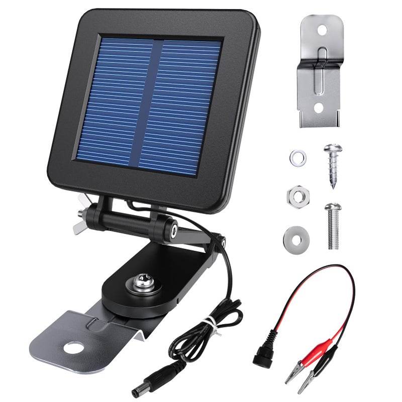 FORICX 6V Solar Panel for Deer Feeder, Efficient Solar Panel Charger w/Adjustable Mounting Bracket & Alligator Clips, Compatible with Game Feeder Timer & 6V Rechargeable Batteries - Image 1