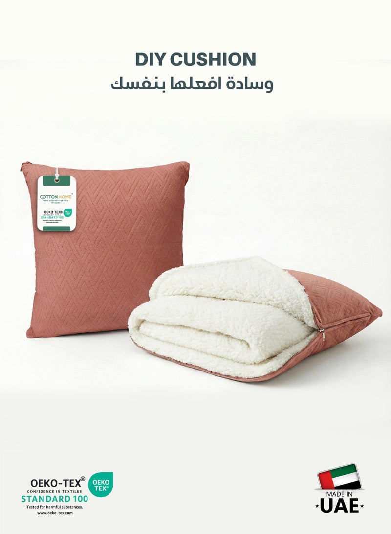 Cotton home بطانية قطن هوم® DIY، بطانية شيربا 160x220 سم - بطانية فخمة فائقة النعومة للدفء والراحة القصوى، مع إغلاق بسحاب يتحول إلى وسادة، وردي - Image 1
