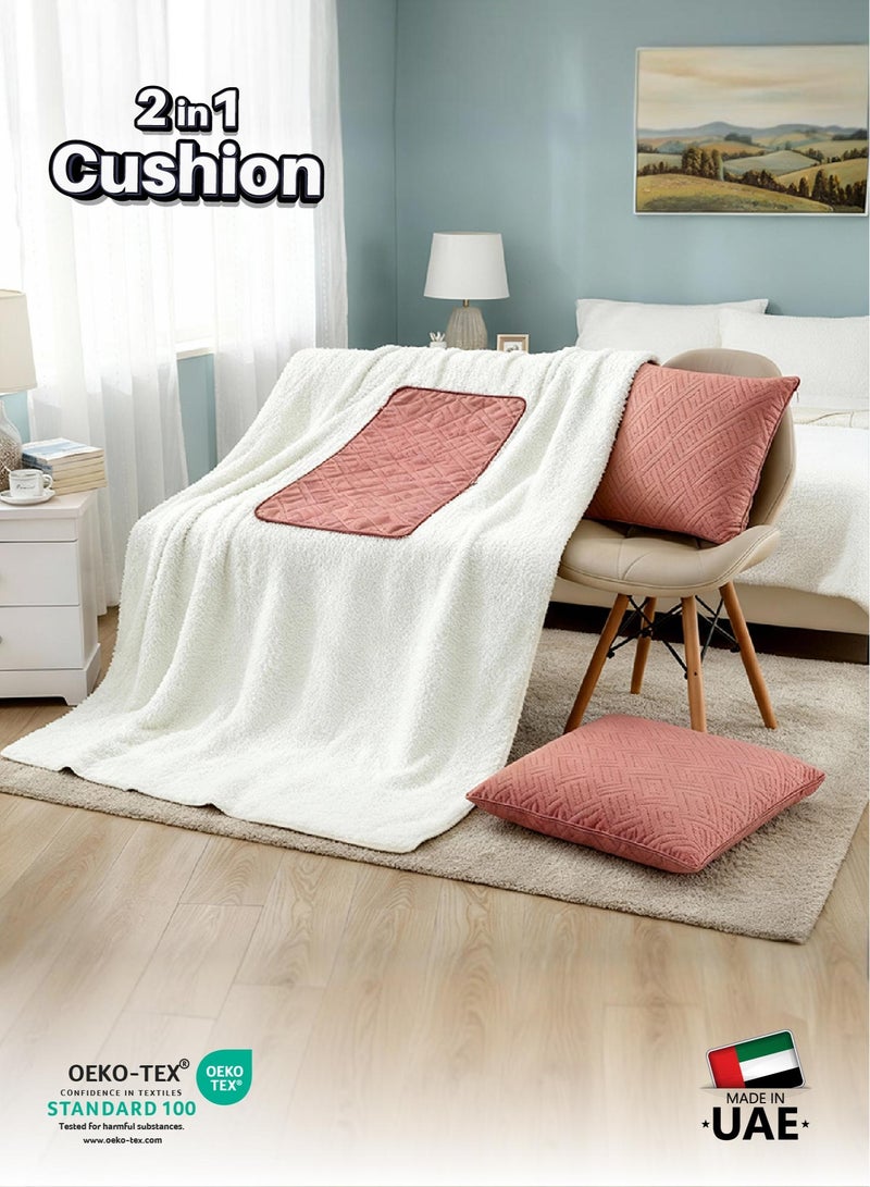 Cotton home بطانية قطن هوم® DIY، بطانية شيربا 160x220 سم - بطانية فخمة فائقة النعومة للدفء والراحة القصوى، مع إغلاق بسحاب يتحول إلى وسادة، وردي - Image 3