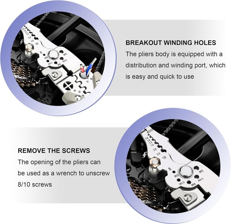 KRLZ Multifunctional Wire Stripper Crimper Cable Cutter Pliers Upgrade Electrical Wire Stripping Tool Wire Stripping Pliers Multipurpose Wire Stripper for Electricians Stripping and Cutting - Image 2