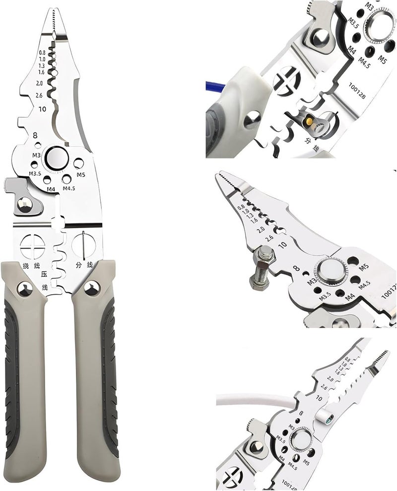 KRLZ Multifunctional Wire Stripper Crimper Cable Cutter Pliers Upgrade Electrical Wire Stripping Tool Wire Stripping Pliers Multipurpose Wire Stripper for Electricians Stripping and Cutting - Image 1