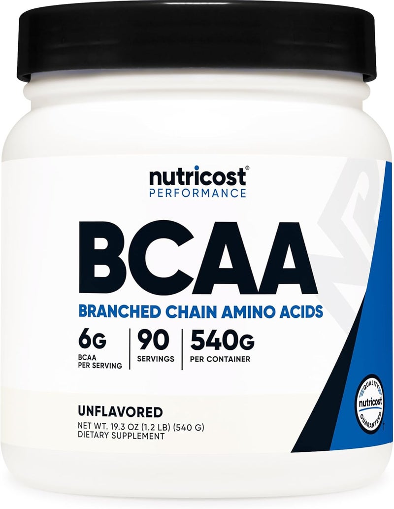 Nutricost بودرة BCAA من نوتريكوست 211 90 حصة بدون نكهة مضافة أحماض أمينية متفرعة - Image 1