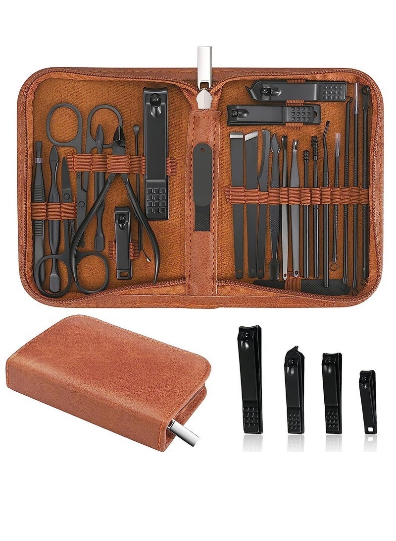 26 Piece Manicure Set Professional Nail Clipper Kit Stainless Steel Manicure and Pedicure Kit, Scissors Grooming Kit Nail Care Tools with Luxurious Travel Case - Image 1