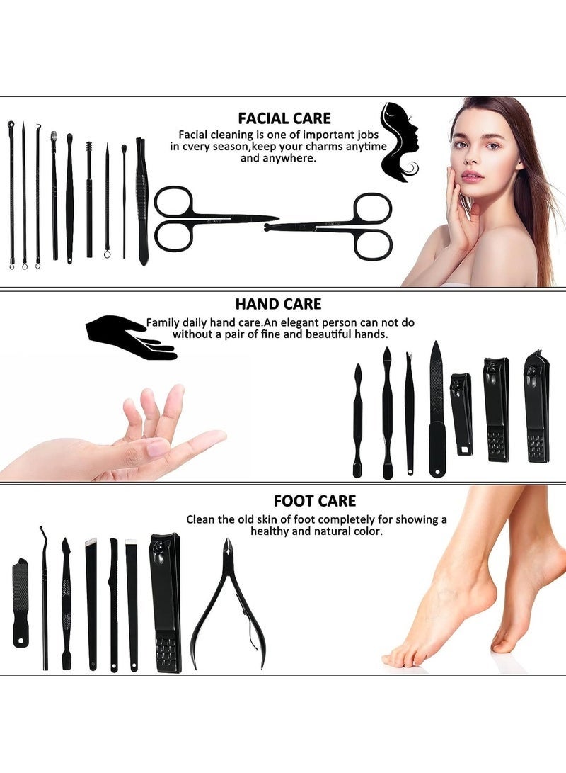 26 Piece Manicure Set Professional Nail Clipper Kit Stainless Steel Manicure and Pedicure Kit, Scissors Grooming Kit Nail Care Tools with Luxurious Travel Case - Image 3