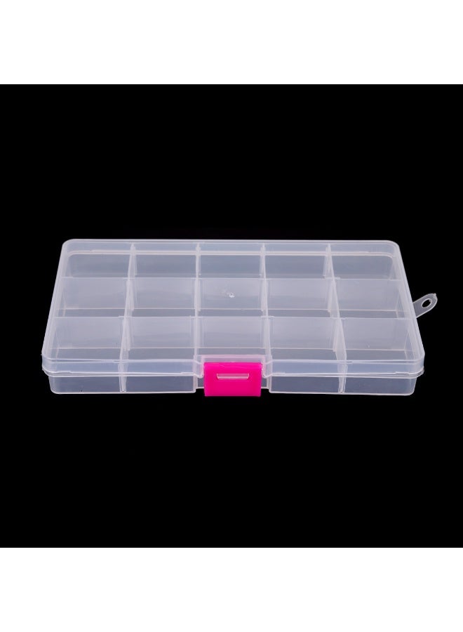 HMMSYLVA 15 Compartments Plastic Jewelry Box with Adjustable Removable Dividers Container for Bead Earring Ring Storage Organiser - Image 1