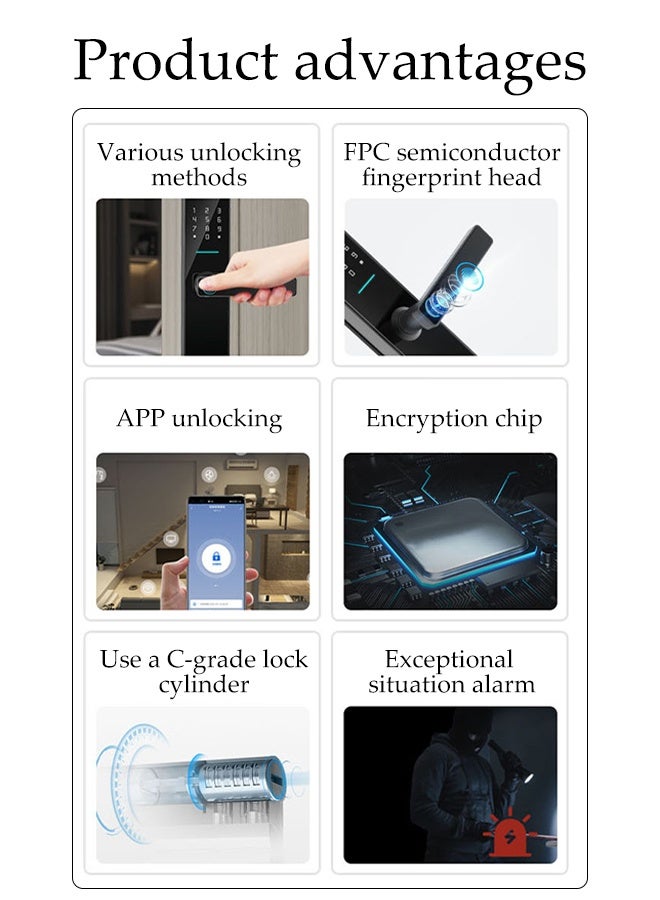 DUNISO Smart Lock，4-in-1 Fingerprint Password Lock，Fingerprint Door Lock with Touchscreen Keypad，Easy Installation，for Home, Apartment, Villa, Office, Hotel - Image 4