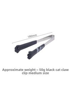 Silicone Food Clip Plastic Non-dirty Hands Snack Clip Cute Cat Claw Clip Kitchen High Temperature Food Clip Potato Chips Clip-Colour:♉♈Medium Cat Claw Clip (18cm) Black♉♈