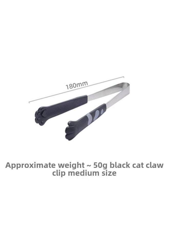 Generic - Silicone Food Clip Plastic Non-dirty Hands Snack Clip Cute Cat Claw Clip Kitchen High Temperature Food Clip Potato Chips Clip-Colour:♉♈Medium Cat Claw Clip (18cm) Black♉♈ - Image 1