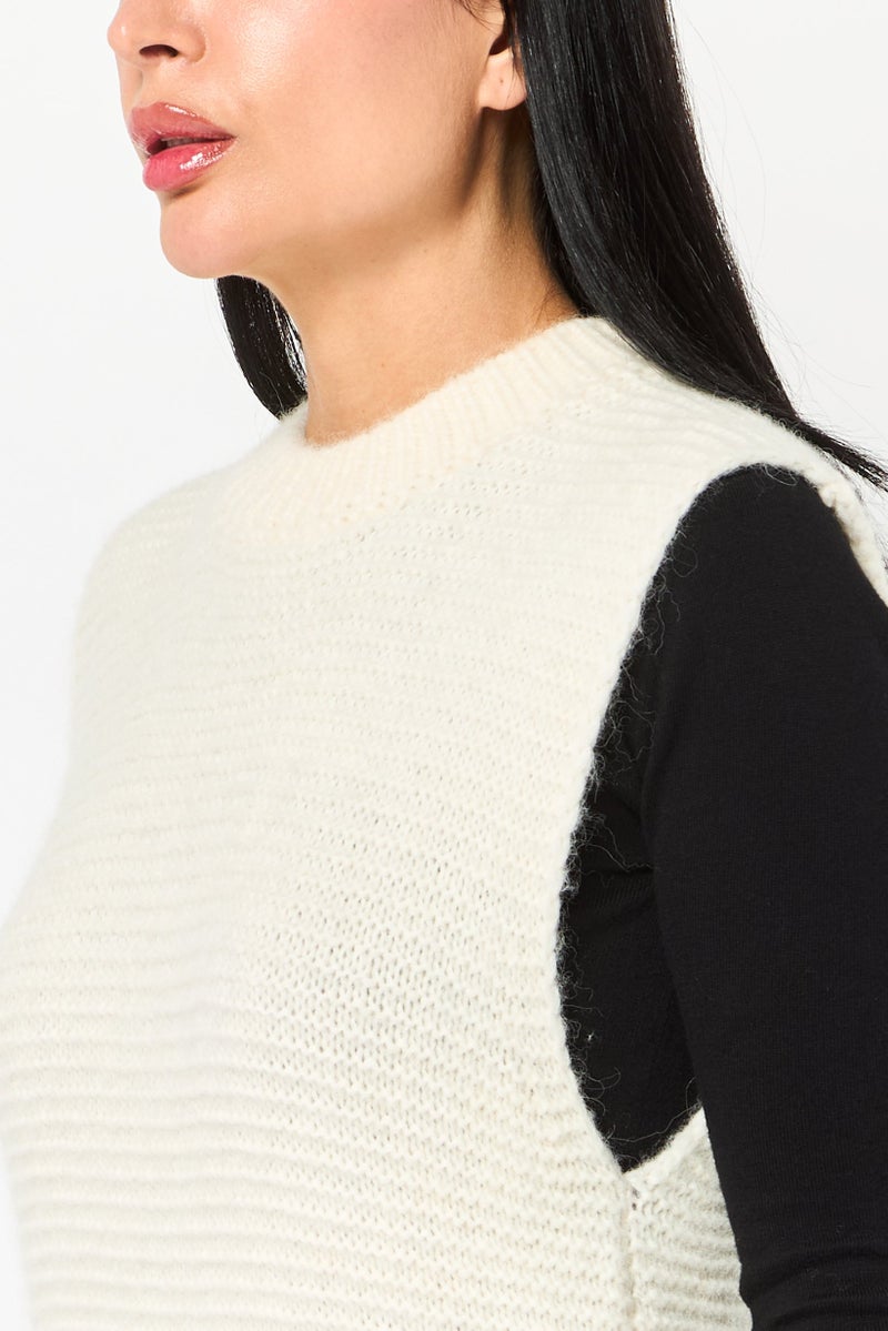 STELLA MCCARTNEY Women Crew Neck Crochet Vest Sweater, White - Image 4