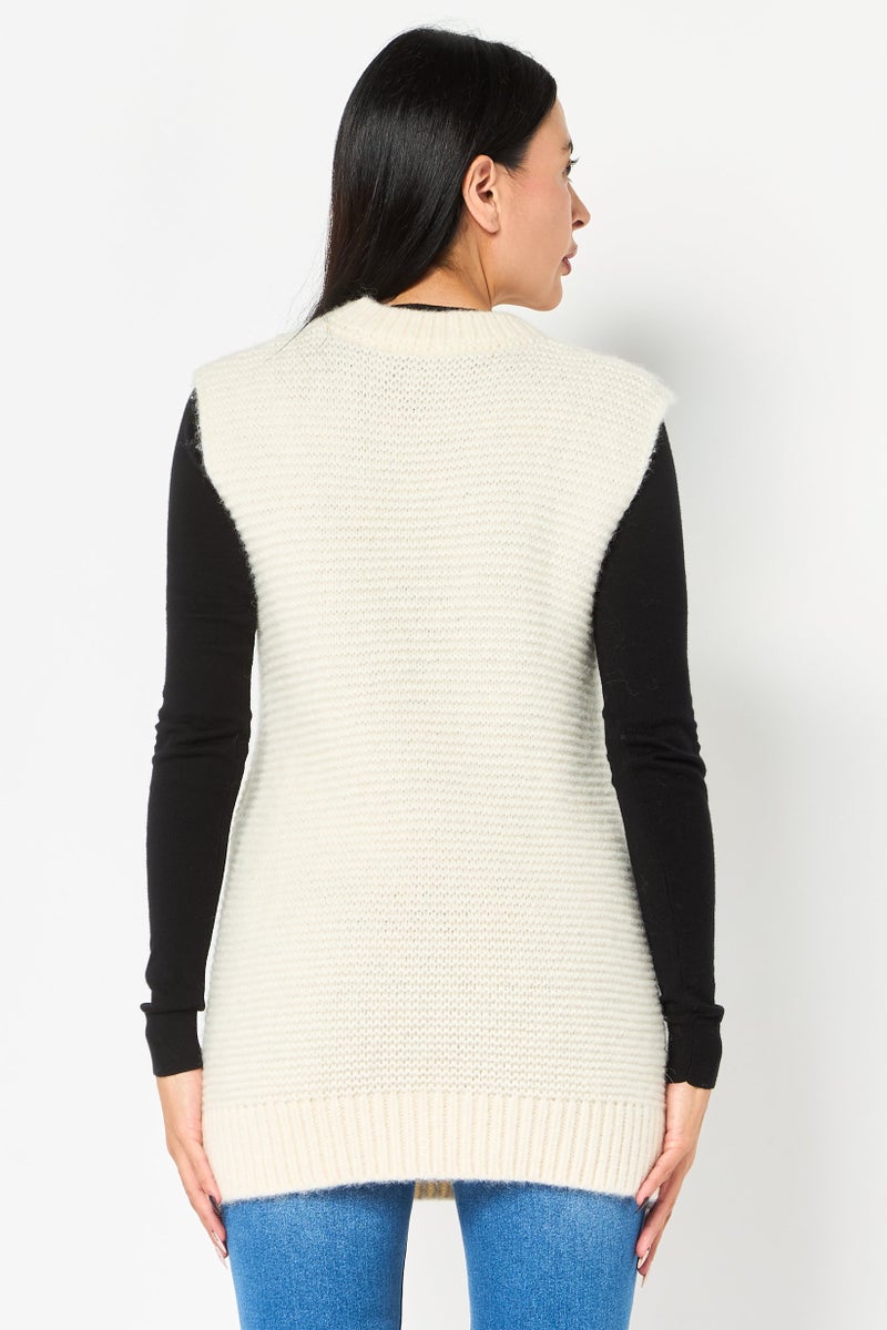 STELLA MCCARTNEY Women Crew Neck Crochet Vest Sweater, White - Image 2