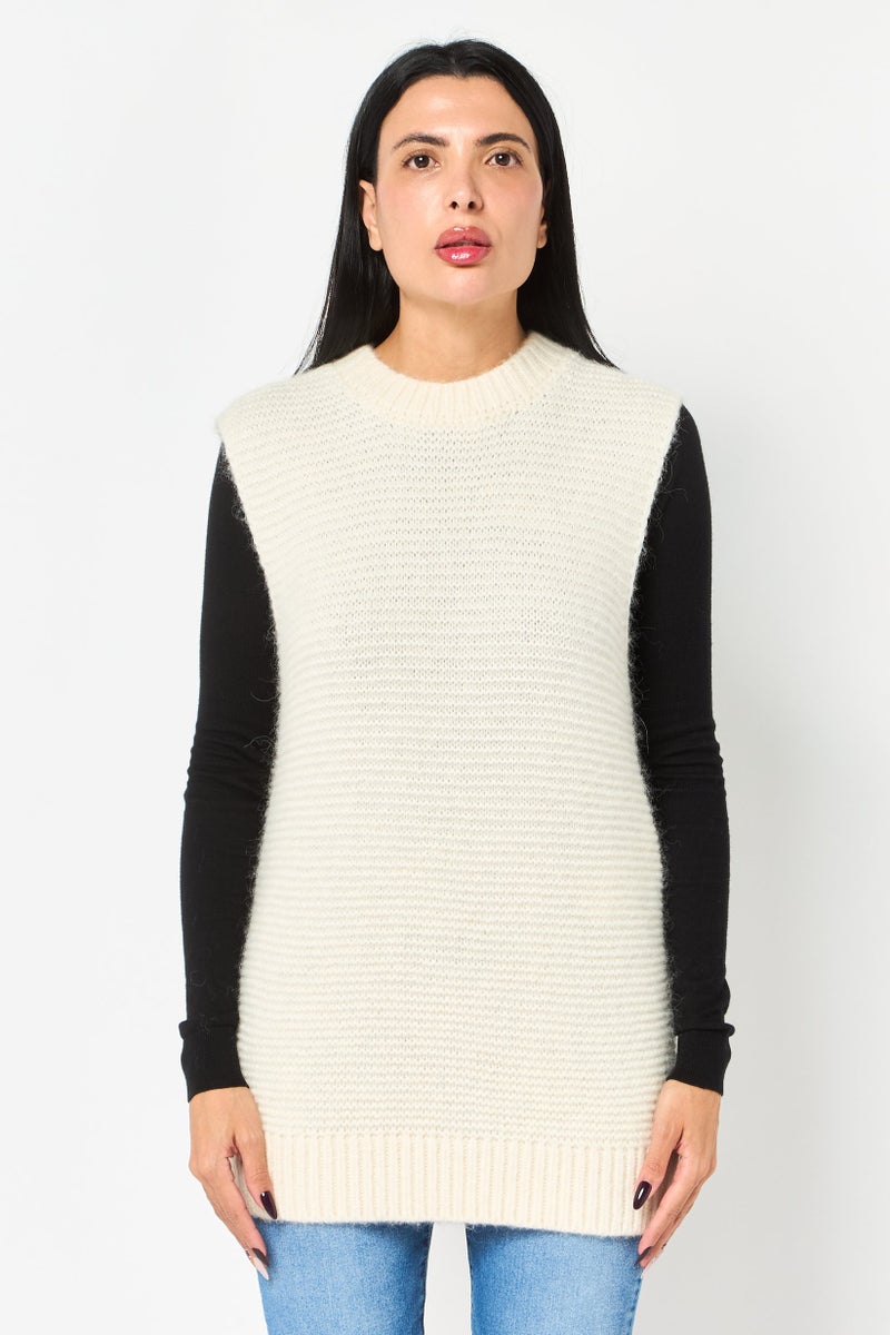 STELLA MCCARTNEY Women Crew Neck Crochet Vest Sweater, White - Image 1