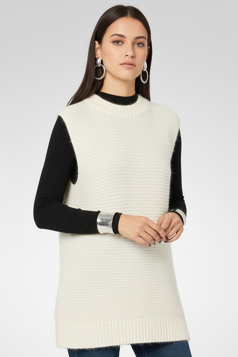 STELLA MCCARTNEY Women Crew Neck Crochet Vest Sweater, White - Image 2