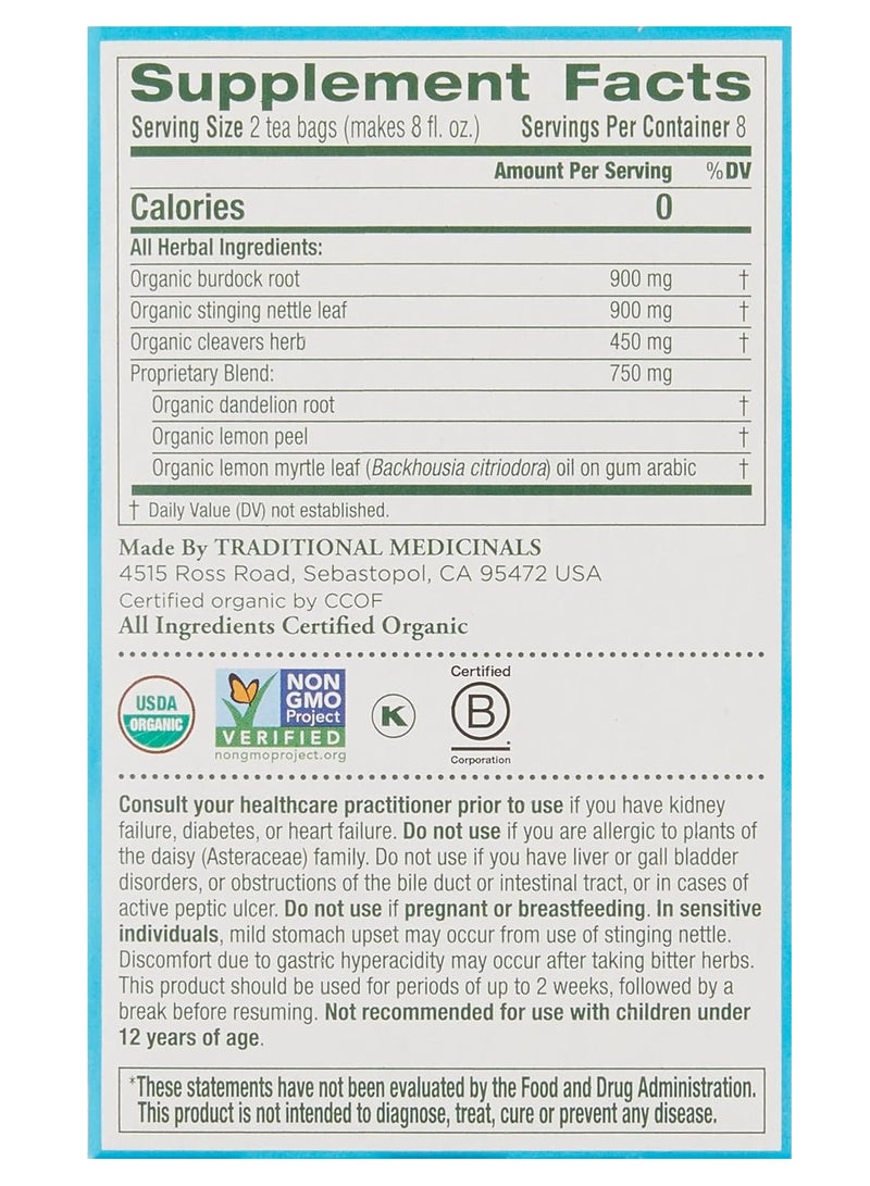 Tm Traditional Medicinals LEMON EVERYDAY DETOX 16 TEABAGS - Image 2