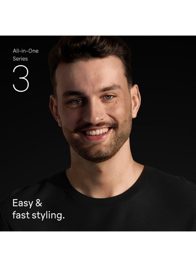 BRAUN Series 3 All-in-One Trimmer 8-in-1 Grooming Kit - AIO3540 Metallic Black - Image 2