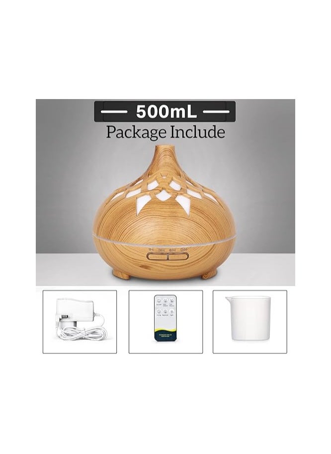 Generic Rakoon Essential Oil Diffusers, 500ML Aroma Diffuser for Essential Oils Home Office Large Room, Aromatherapy Diffuser Ultrasonic Cool Mist Humidifier with 15 Light Modes 4 Timer Auto-Off, Wood Grain  - Image 2