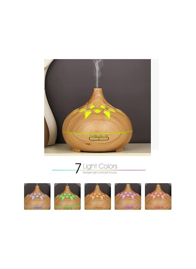 Generic Rakoon Essential Oil Diffusers, 500ML Aroma Diffuser for Essential Oils Home Office Large Room, Aromatherapy Diffuser Ultrasonic Cool Mist Humidifier with 15 Light Modes 4 Timer Auto-Off, Wood Grain  - Image 3