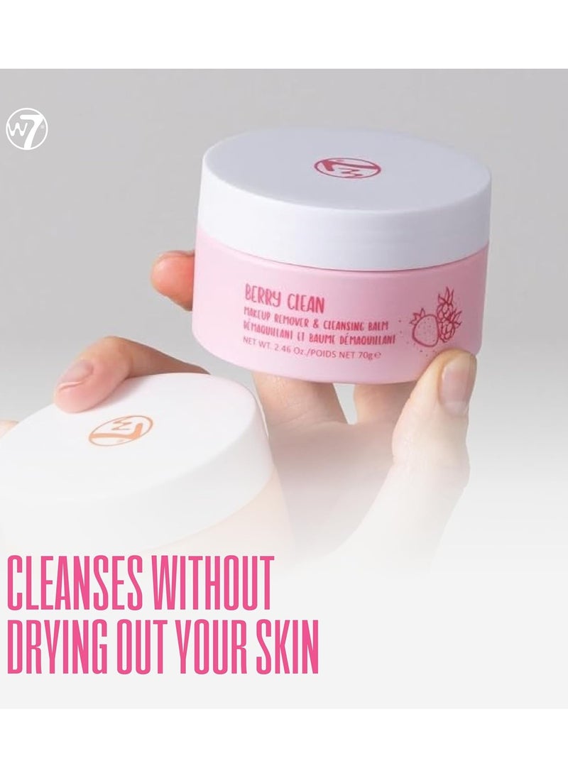 W7 W7 Berry Clean Face Cleansing Balm - Makeup Remover Melt With Fruit Extract - Clean Oil Free Skin  - Image 2